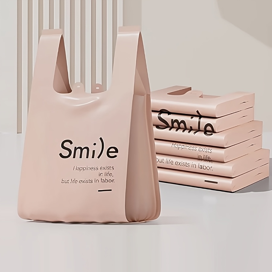 50pcs Extra Thick Pink Disposable Trash Bags with Handles - Durable