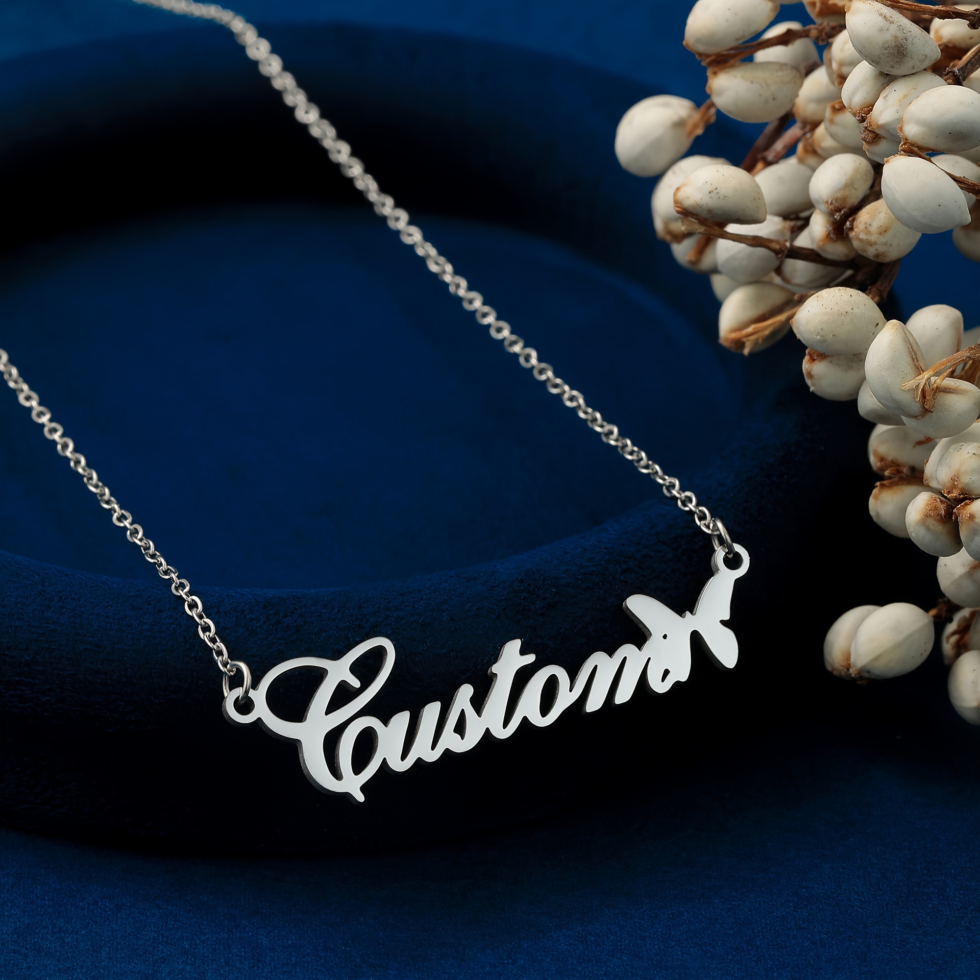 TEMU Customized Personalized Name Necklace For Women With Pendant, Stainless Steel Chain Jewelry, Stylish Birthday Gift