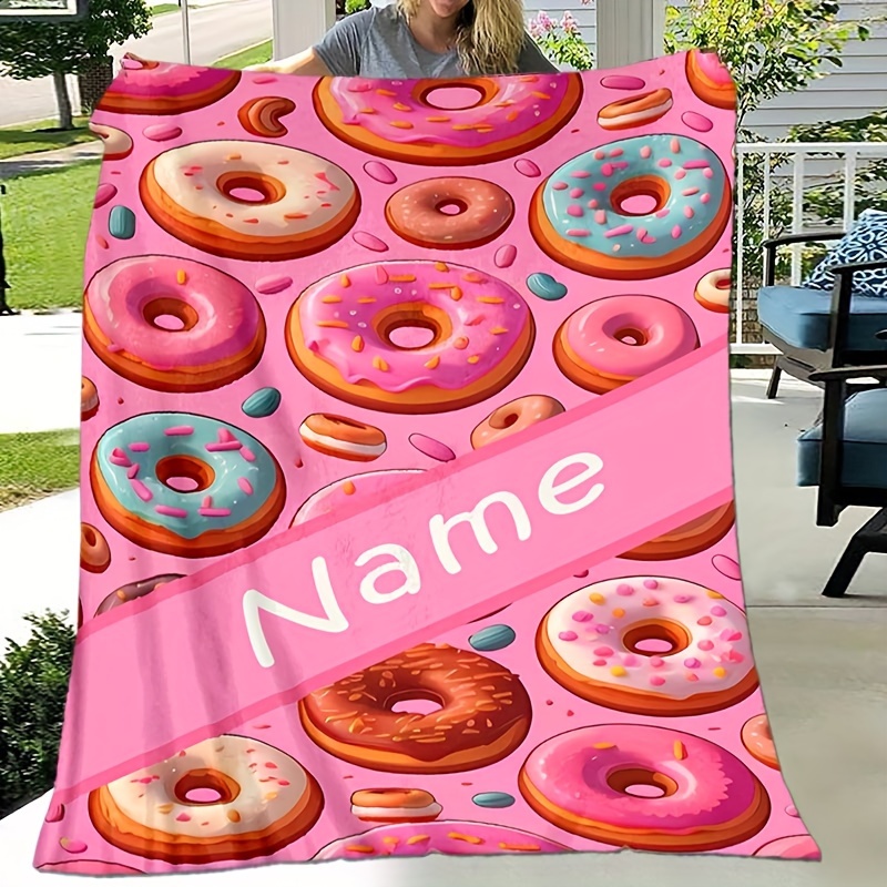 

Personalized Donut Blanket - Perfect For Teens, Adults, And Travel - Soft And Warm Fleece - Customizable Name - Suitable For Home, Office, Or Travel - Machine Washable - Contemporary Style