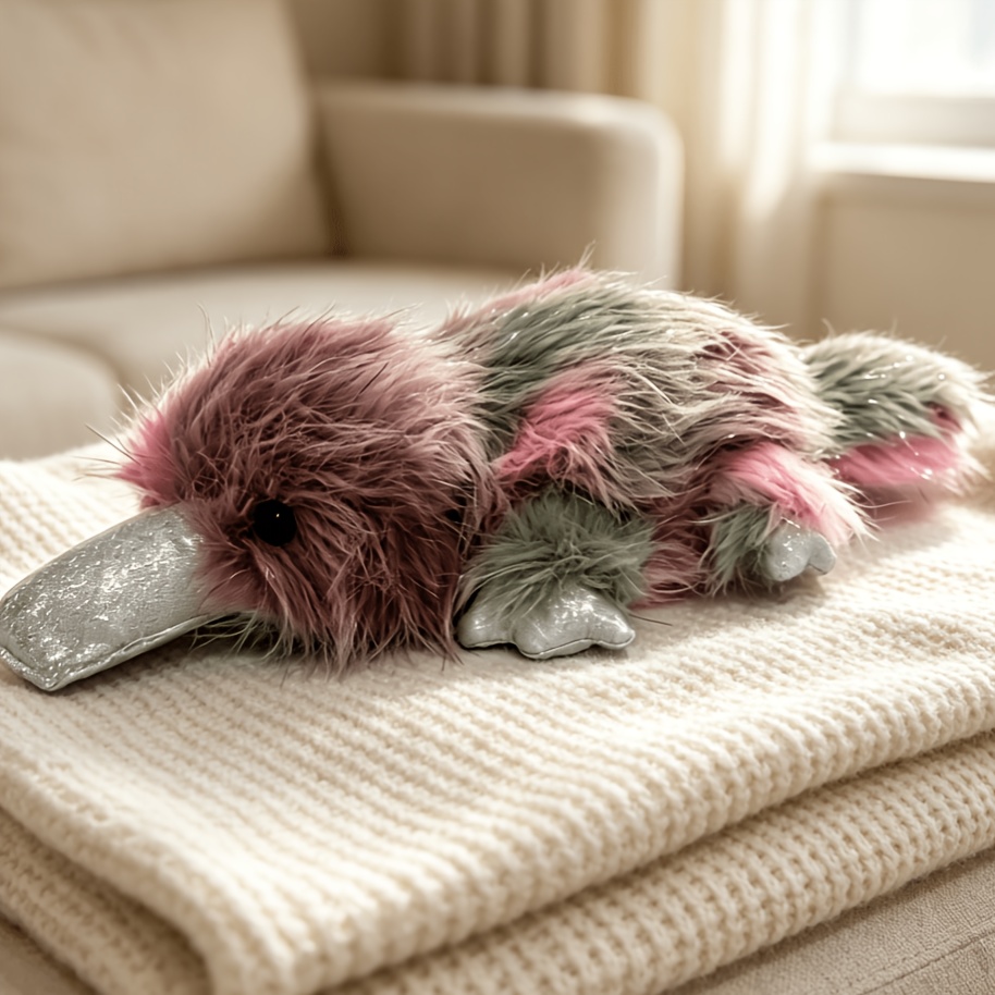 Shaggy Tie-Dye Platypus Plush Stuffed Animal, Cute Doll