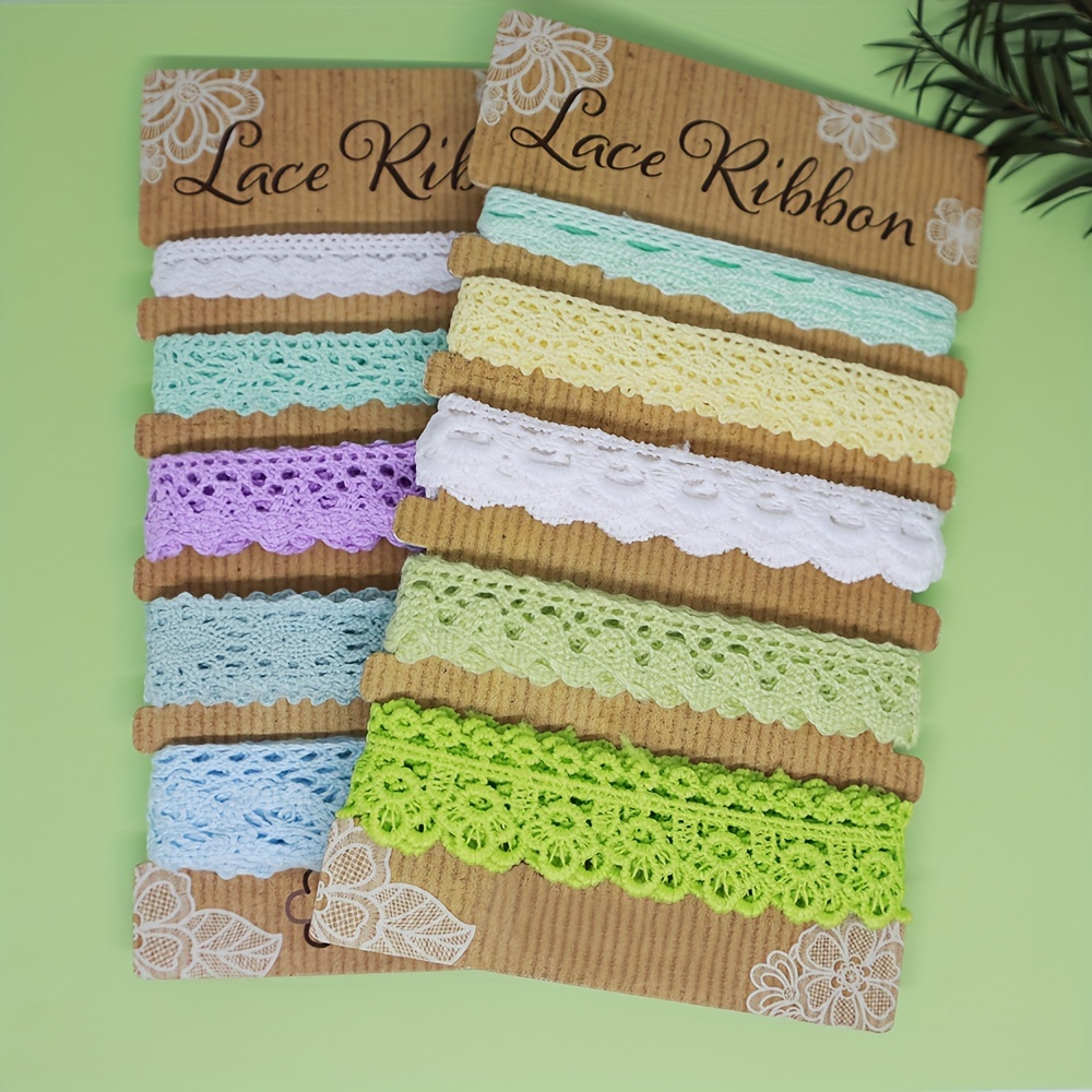 

5x1 Yard Cotton Lace Ribbon Set - Perfect For Diy Projects, Shoe And Clothing Decor, Wedding And Party Cards, Flower Arrangements, Gift Wrapping, And More!