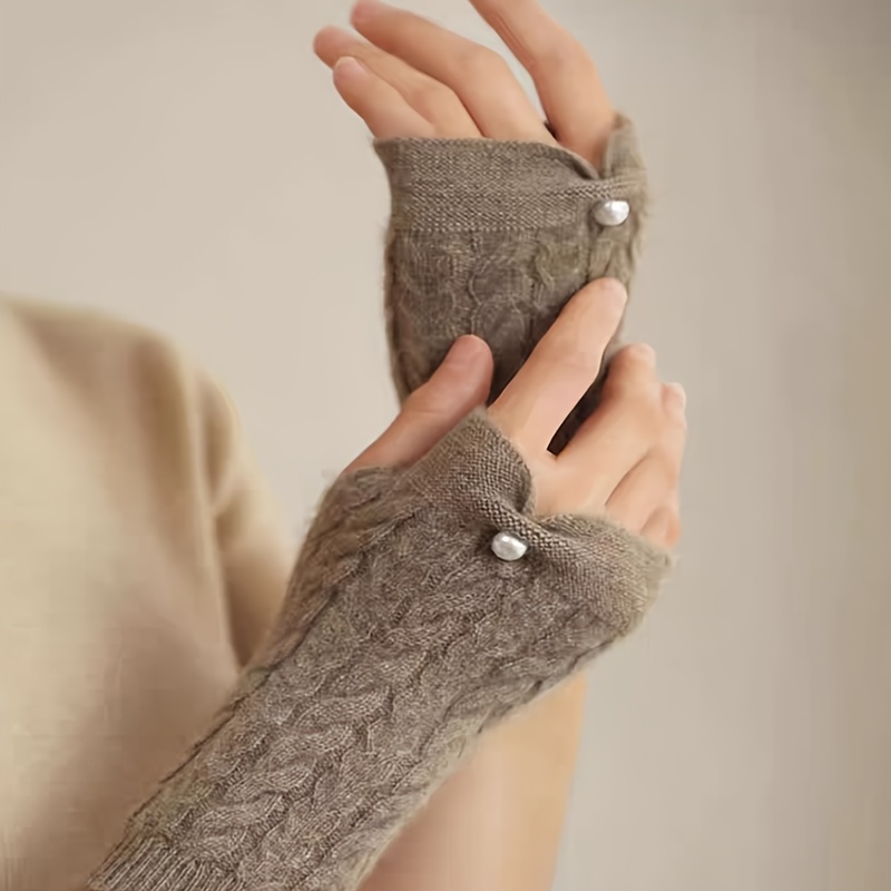 Women's 100% Cashmere Thermal Gloves Braided Cable Winter Gloves for Cold  Weather, Elastic Cuffs, Soft Beige Hand Wash/* Mat