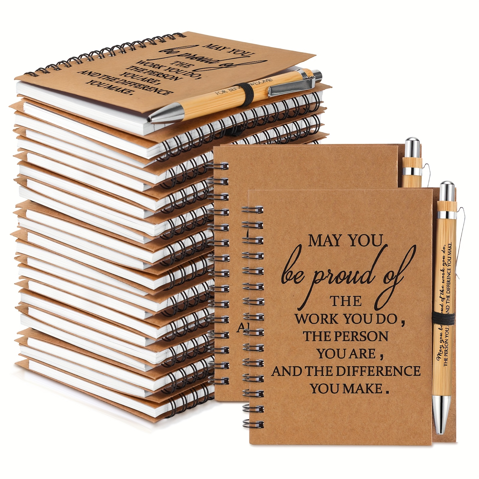 

30 Sets Employee Appreciation Gifts, Employee Appreciation Notebook With Ballpoint Pen Mini Spiral Inspiration Notebook Thank You Bulk Christmas Gift For Employee Coworker Teacher, Brown