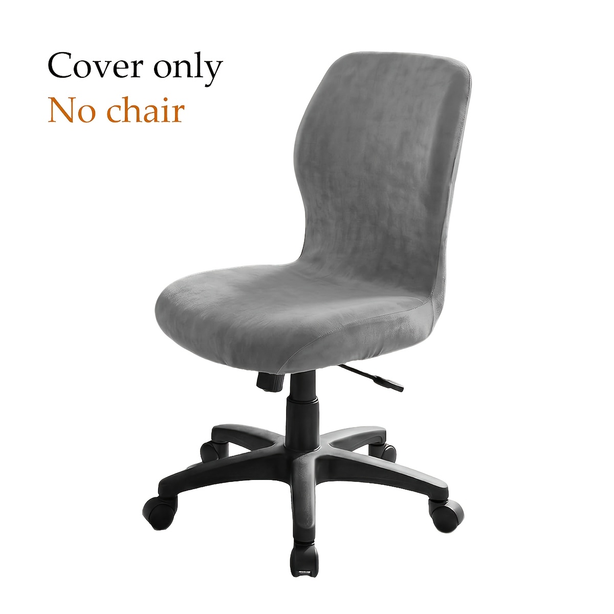 TEMU 1 Housse de chaise de accoudoirs en velours renard argenté, Housse de chaise de bureau une pièce, Housse de protection élastique ajustée