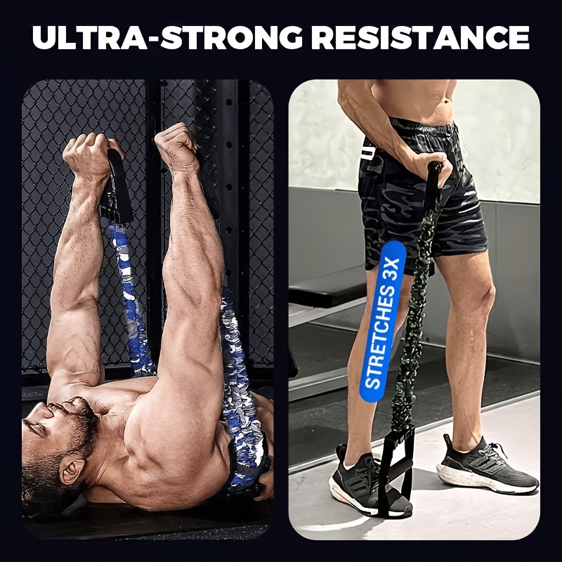 1pc Fabric-Covered Resistance Band with Handles, 3-Level Adjustable Anti-Snap Heavy-Duty Exercise Pull Rope, Fitness Ela
