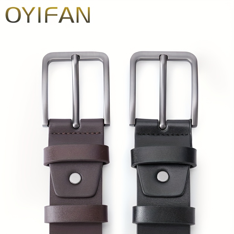 2 pack premium mens business belt pin vintage genuine leather belt for business and casual trousers comfortable and adjustable details 6