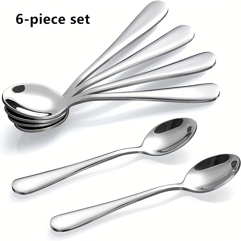 TEMU 6 Stainless Steel Teaspoons, Coffee Concentrate Spoons, Dishwasher Washable, Suitable For Sugar, Pastries, Cappuccinos, Ice Cream, Family