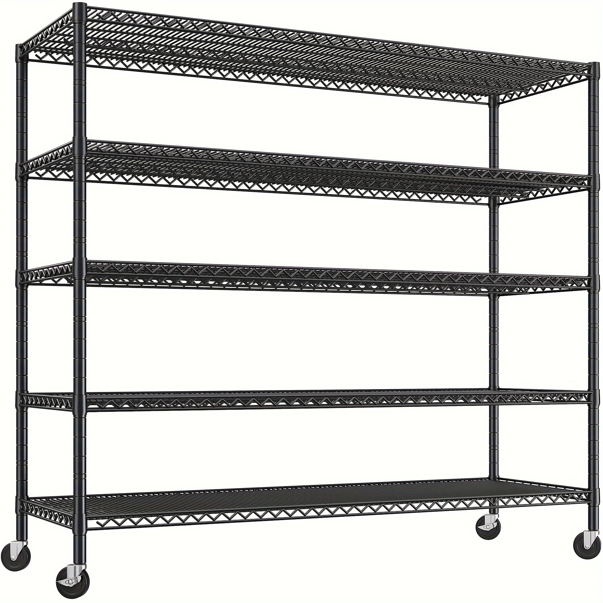 

55.5'' Shelves 3000lbs Wire Shelving Unit With Wheels 85.7" H Heavy Duty Shelving Rack 5-tier Adjustable Storage Rack Metal Shelves For Kitchen Pantry 85.7" H X 55.5" W X 24.2" D