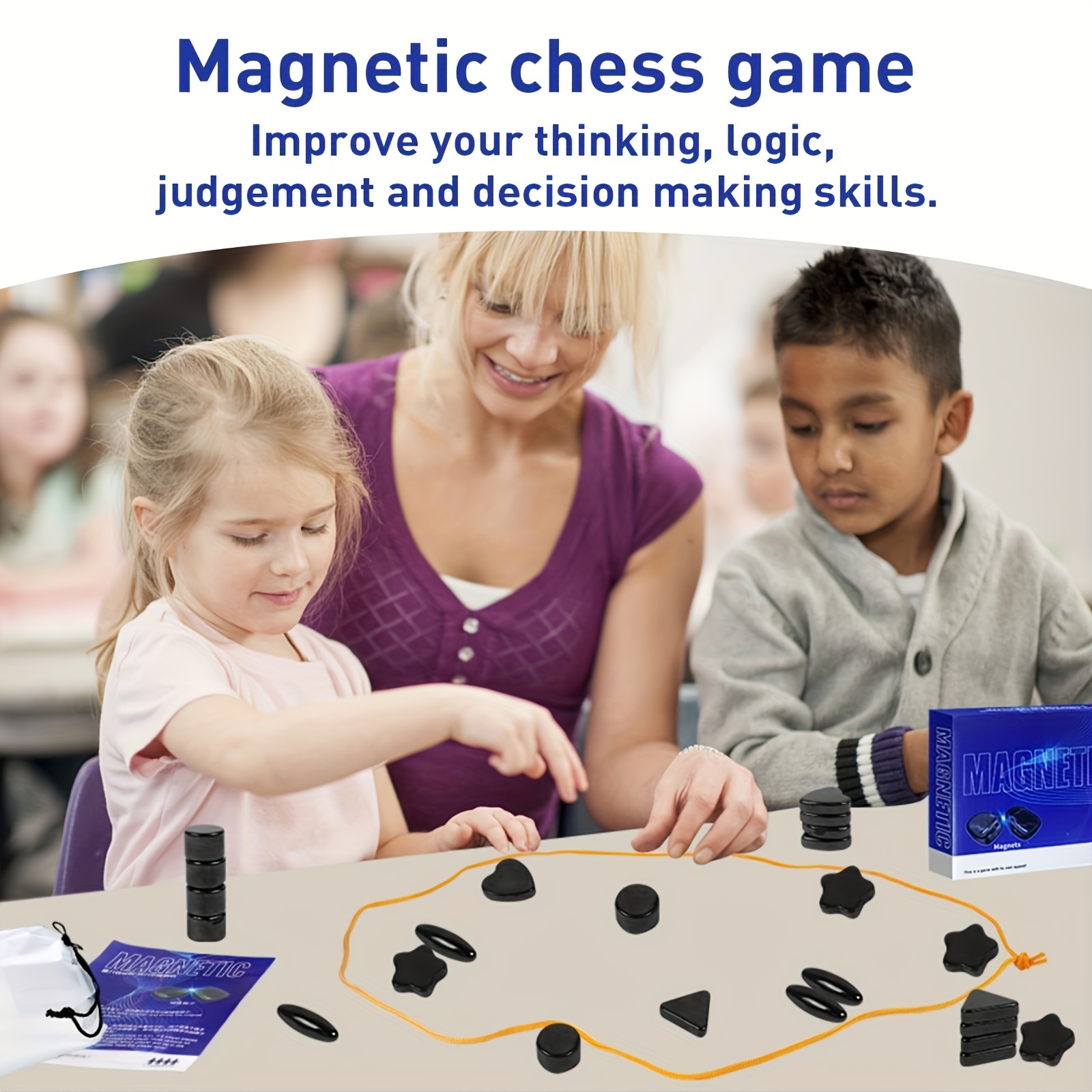 Kluster Jeu d'aimant, jeu d'échecs magnétique, jeu de stratégie magnétique  avec corde, jeu de rock magnétique portable pour fête de famille et voyage  (style 2) : : Jeux et Jouets