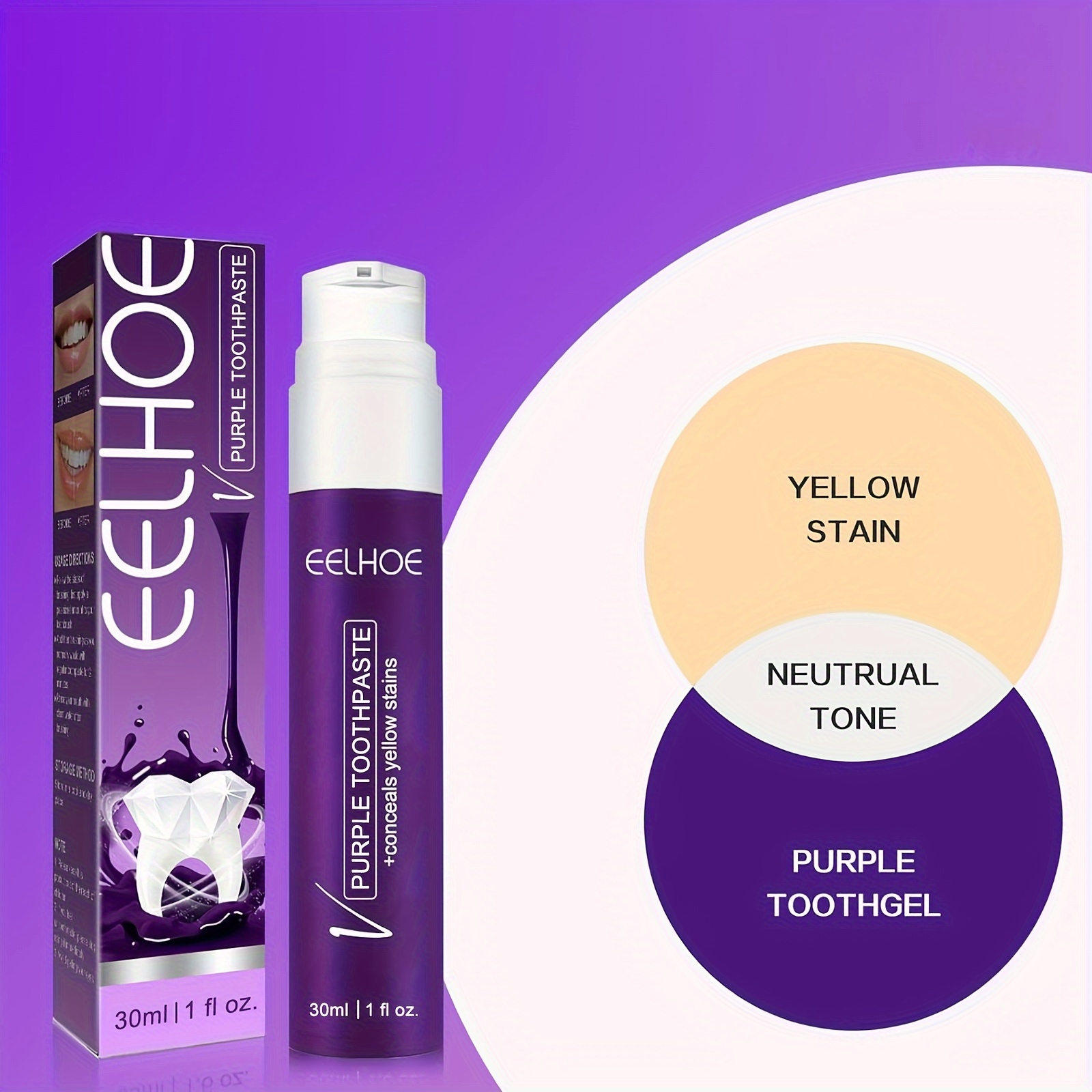 eelhoe purple toothpaste for whitening herbal   deep   formula 30ml effective basic cleaning whiten teeth in 28 days with peppermint   sorbitol details 5