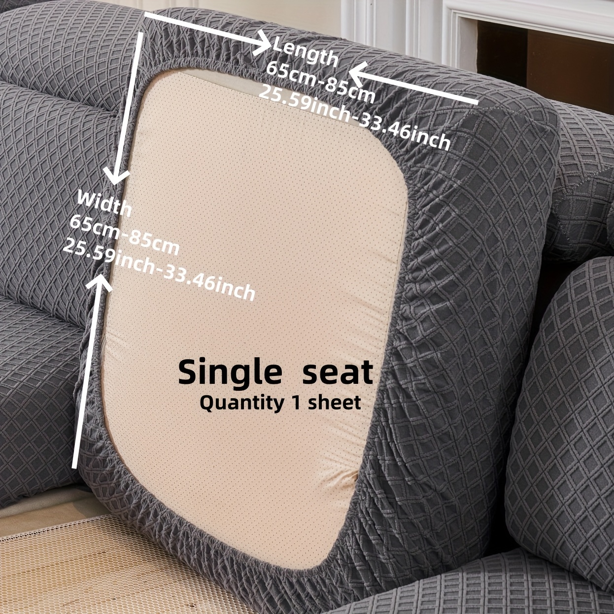 Image of 1pc Fleece Square Elastic Sofa Cover. Universal And Easy-to- Protector. Protective Cover For Recliner, Car Seat, And Sofa. Pet-friendly