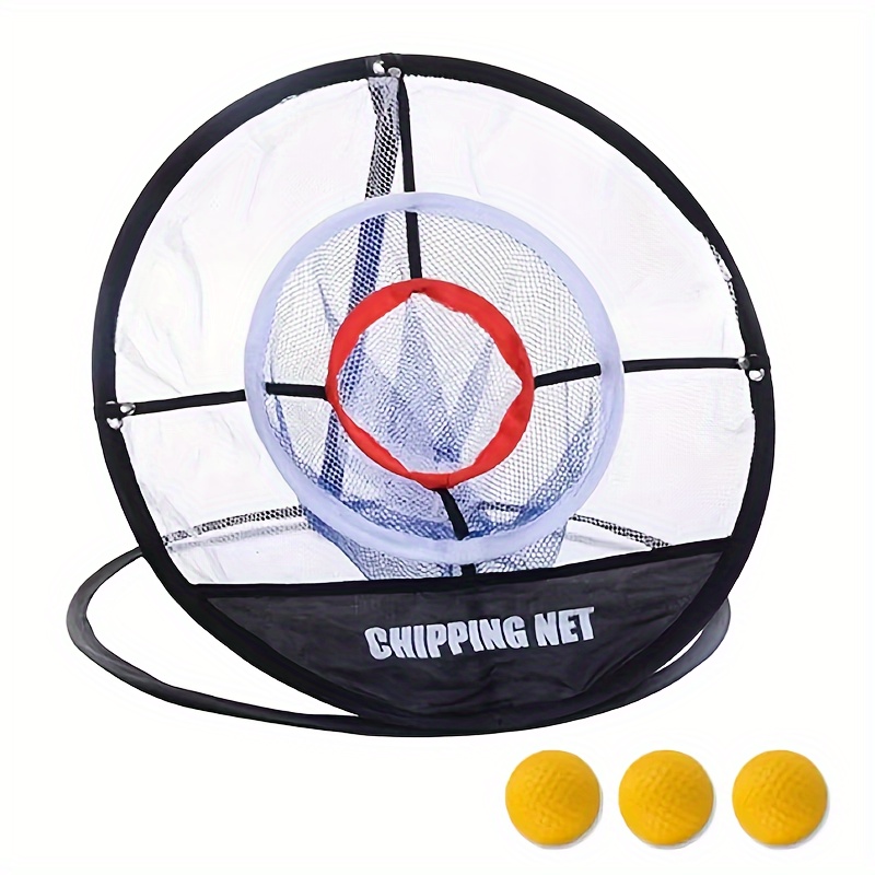 E-shop 3-lagiges tragbares faltbares Golf-Chipping-Netz mit Übungsbällen - Strapazierfähiges Nylonmaterial, ideal für Indoor- und
