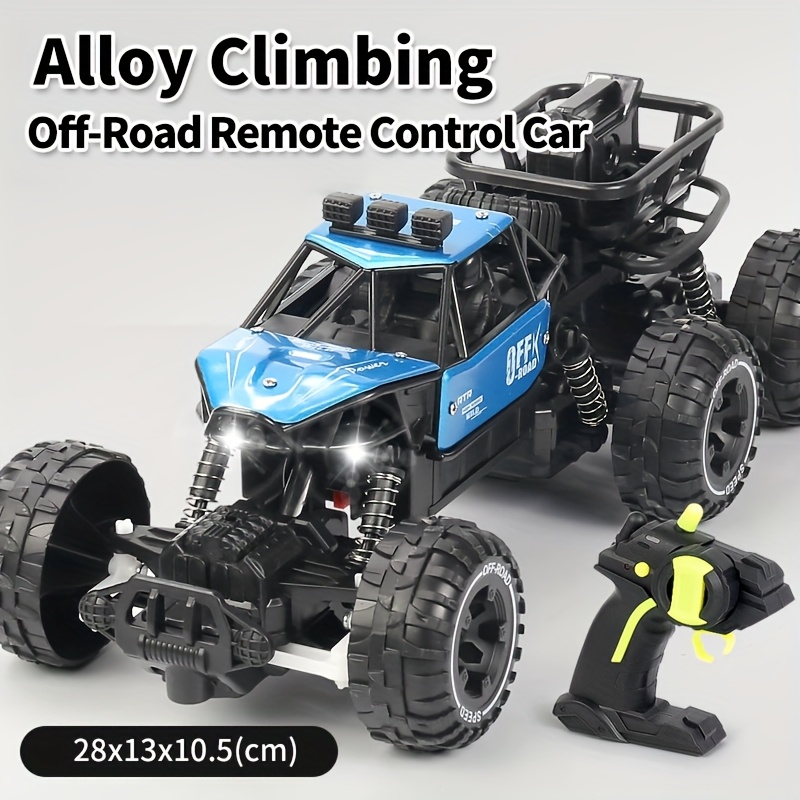 TEMU Electric Toy Car For All Terrains, Six-wheeled Alloy Remote-controlled Vehicle, 2.4ghz Off-road Car, Climbing Toy, With Headlights And Shock