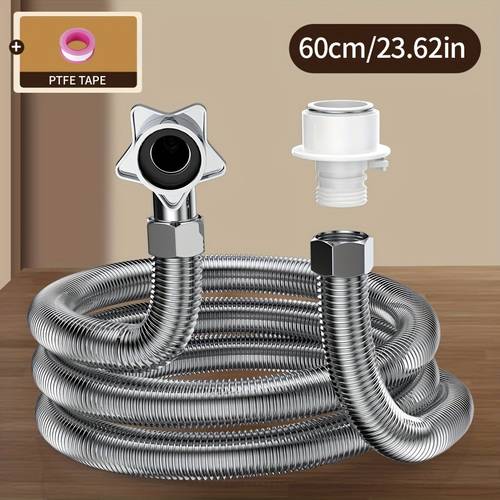 1pc stainless steel washing machine water inlet pipe high quality durable and leak proof extended washing machine pipe specifications g1 2 universal interface washing machine water collection hose washing accessories