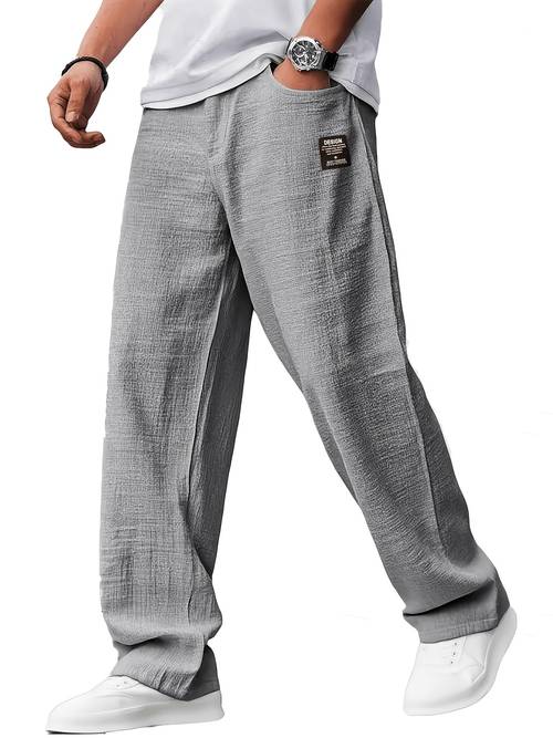 imagen del artículo pantalones largos para hombre para exteriores, pantalones casuales sin elasticidad en la cintura con cordón elástico, de rápido, de poliéster , pantalones largos holgados y transpirables, adecuados para uso casual, actividades al aire libre, viajes y de