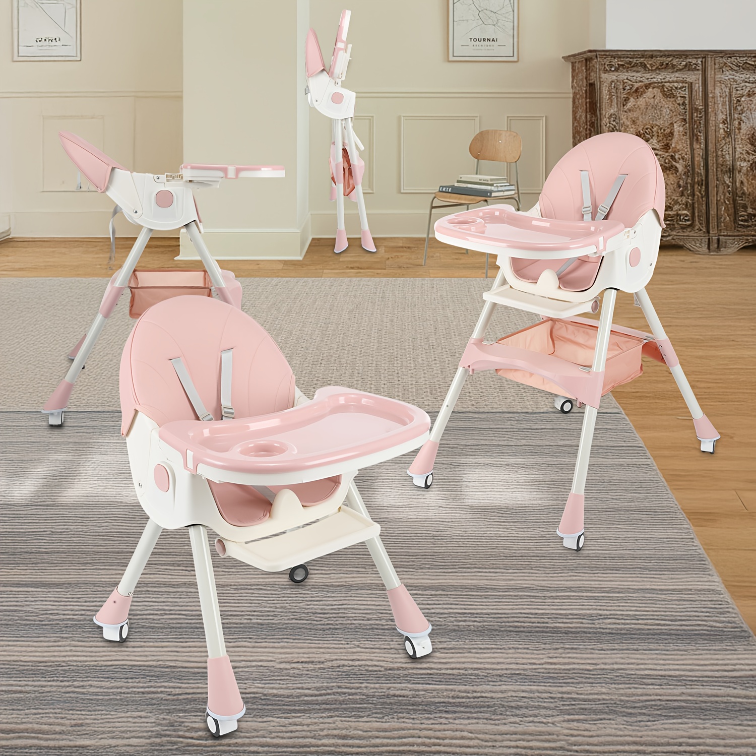 Baby High Chair, 3-in-1 Convertible Highchairs