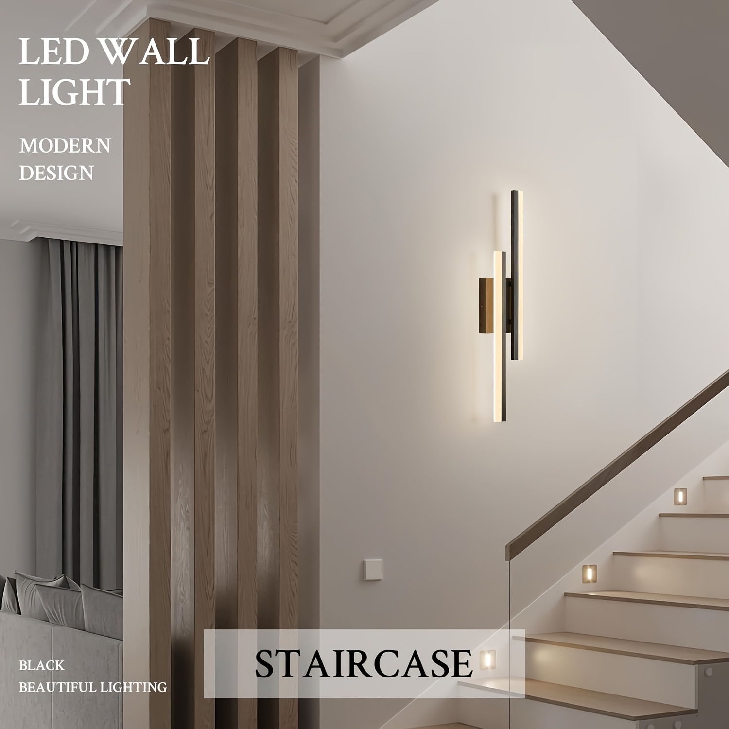 Modern Black/Golden Wall Sconce, Warm Light LED Vanity Lamp, Suitable for Bedside, Bedroom, Bathroom, Dining Room, Living Room, Indoor Wall Light