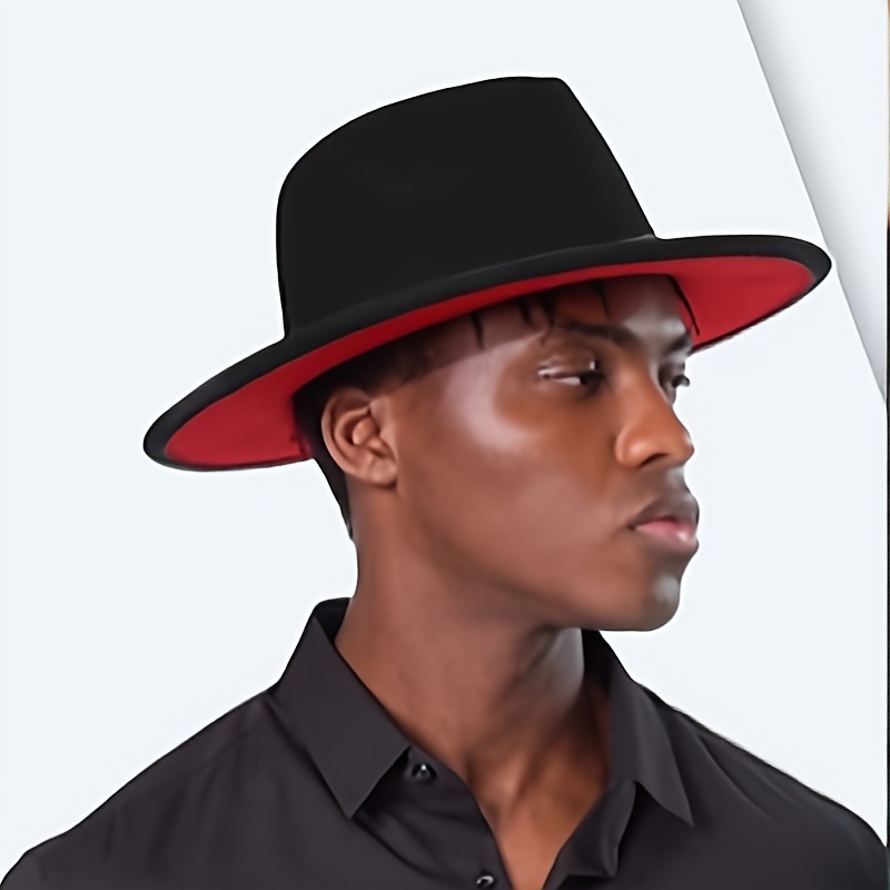 reversible woolen fedora hat fashionable double sided color block jazz panama with buckle for men women details 1