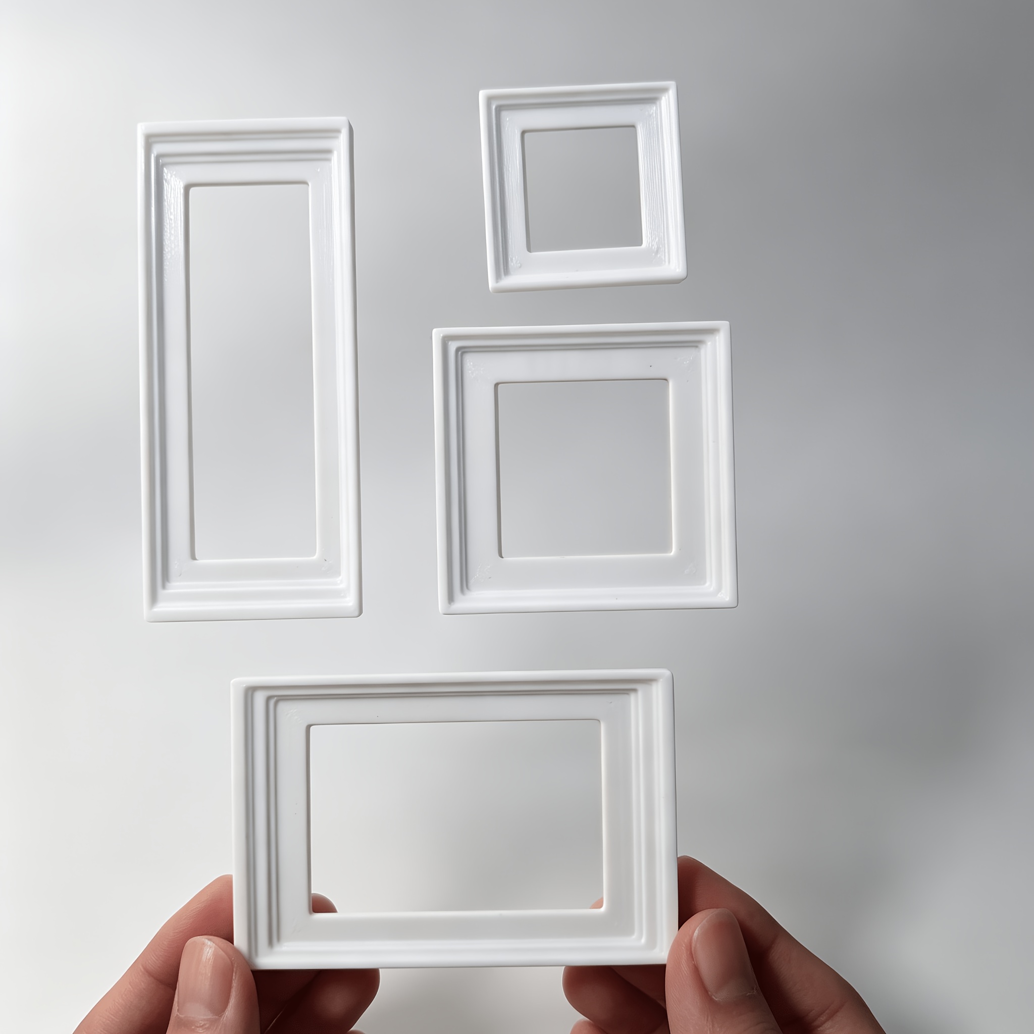 TEMU 4pcs Set Miniature Photo Frame :12 Dollhouse Additions 3d Printed White Plastic Retro Style Mini Picture Frame Scene Decorative Ornaments