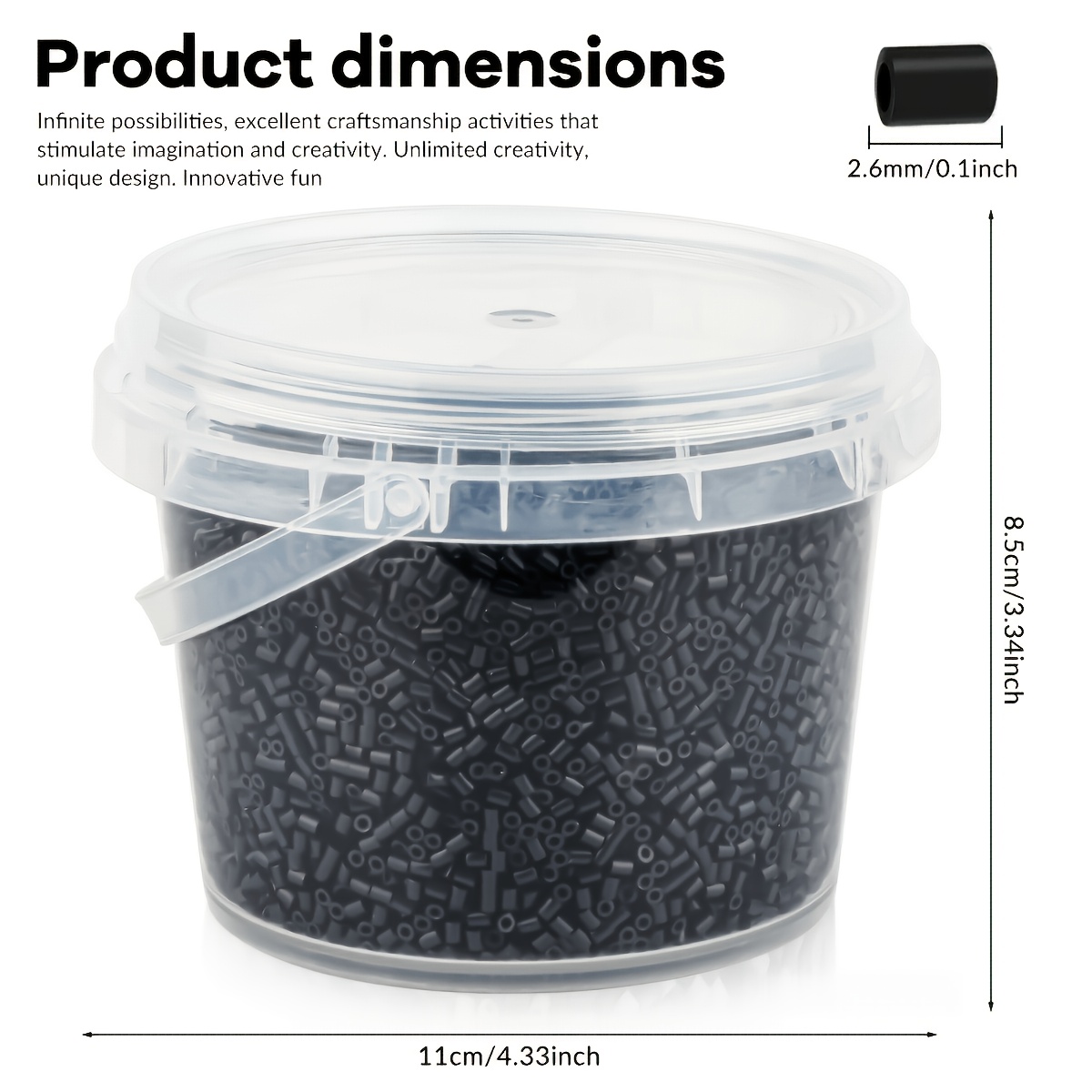 TEMU Ensemble de perles noir 18020 pièces, emballé dans un seau, Set de perles