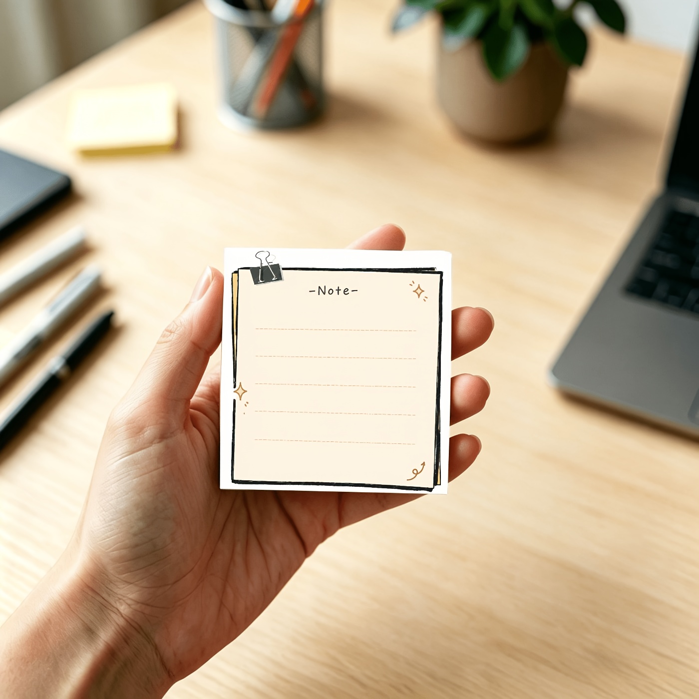 TEMU Bloc-notes minimaliste à bordé – Bloc-notes style porte-document avec motif doré , journal et liste de tâches, papeterie de bureau polyvalente