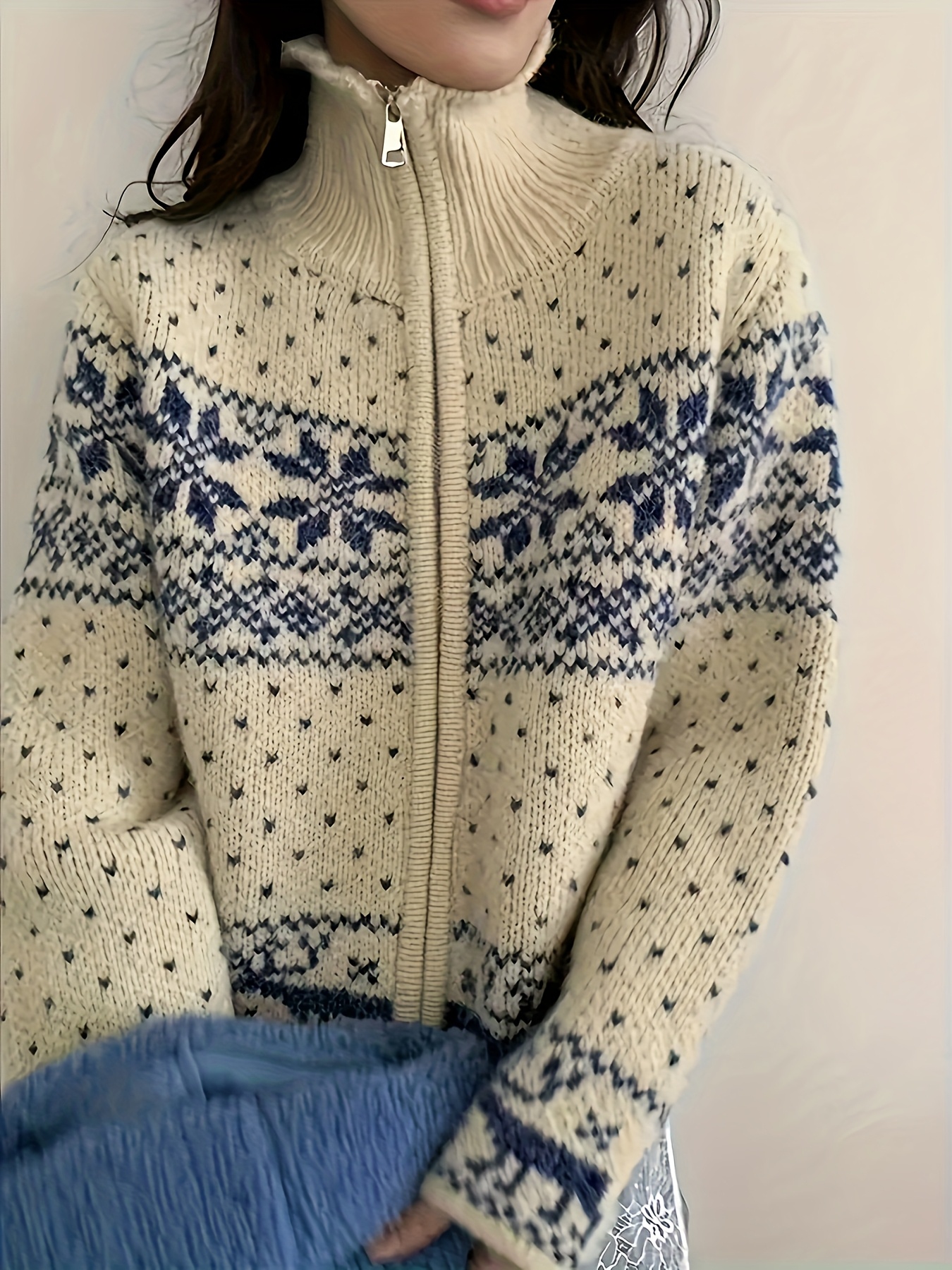 Stricken Strickjacke Stehkragen Damen Damen Retro Stehkragen