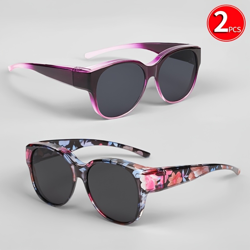 Image of 2-pack Oversized Vintage Glasses Fit Over Fashion Glasses, For Men And Women Driving, Perfect Daily Wear, Photo Props, And Gift For Birthday, Valentine's Day, Christmas