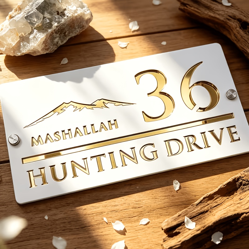 TEMU Custom Personalized Double-layer Premium Acrylic Door Sign, Personalized Address Plate, Villa Door Number Decoration, Exquisite Carved Design,