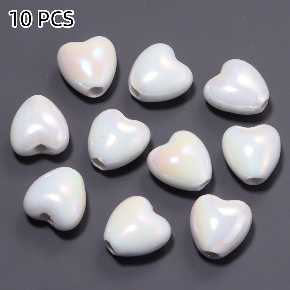 10pcs Multicolor Heart Loose Beads for DIY Jewelry Making