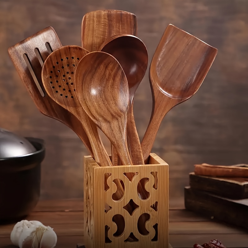 Conjunto de 2/5 peças de Utensílios de Cozinha de Madeira Natural