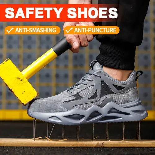 labor protection shoes anti smashing and anti piercing security shoes breathable and comfortable mens work shoes breathable woven and knitted industrial construction sports shoes mens anti smashing anti slip and breathable work safety shoes