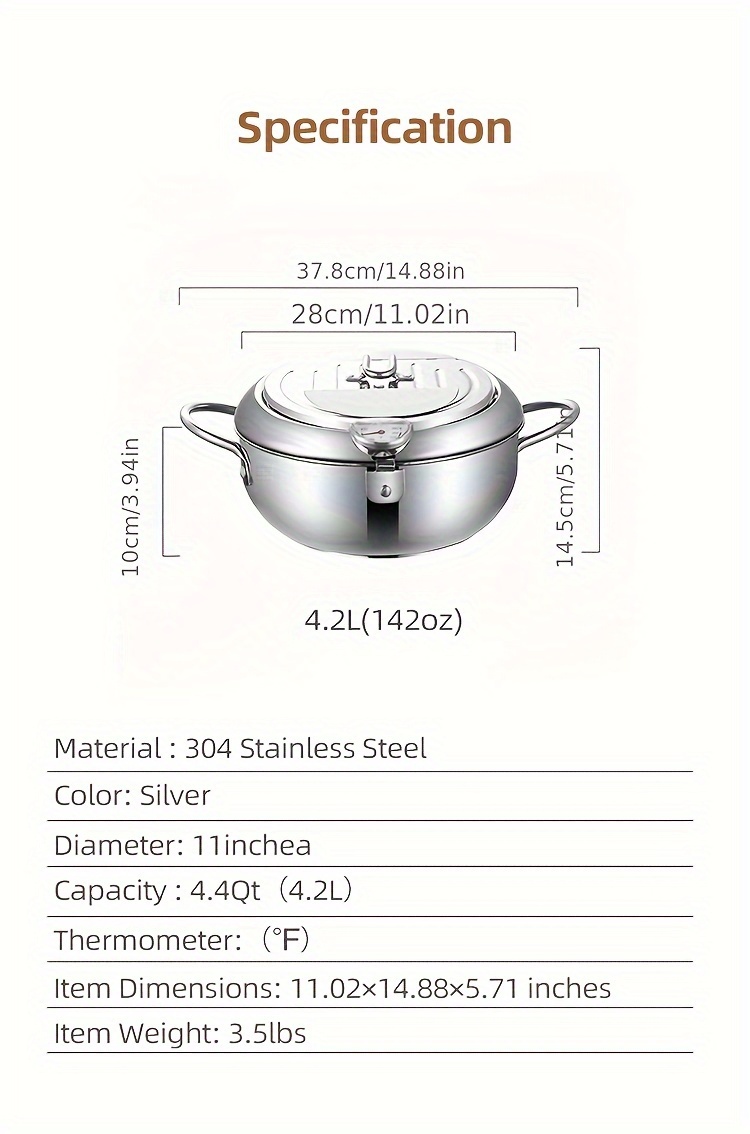 Deep Fryer F Japanese Tempura Small Deep Frying Pot With Fahrenheit ...