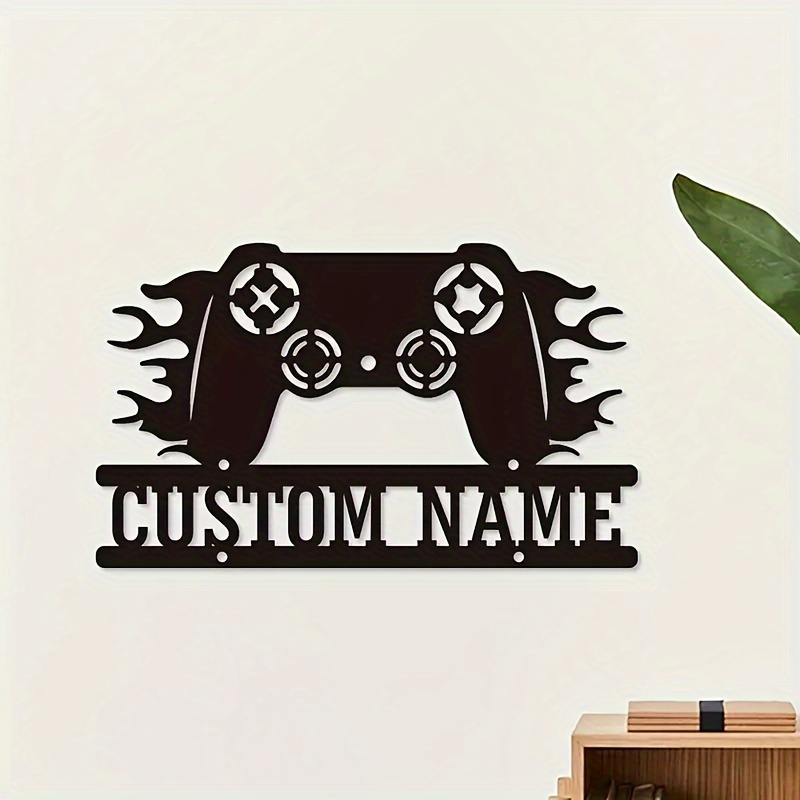 

Personalized Gaming Controller Metal Wall Art - Custom Player Name & Logo, Decorative Room Sign For Gamers