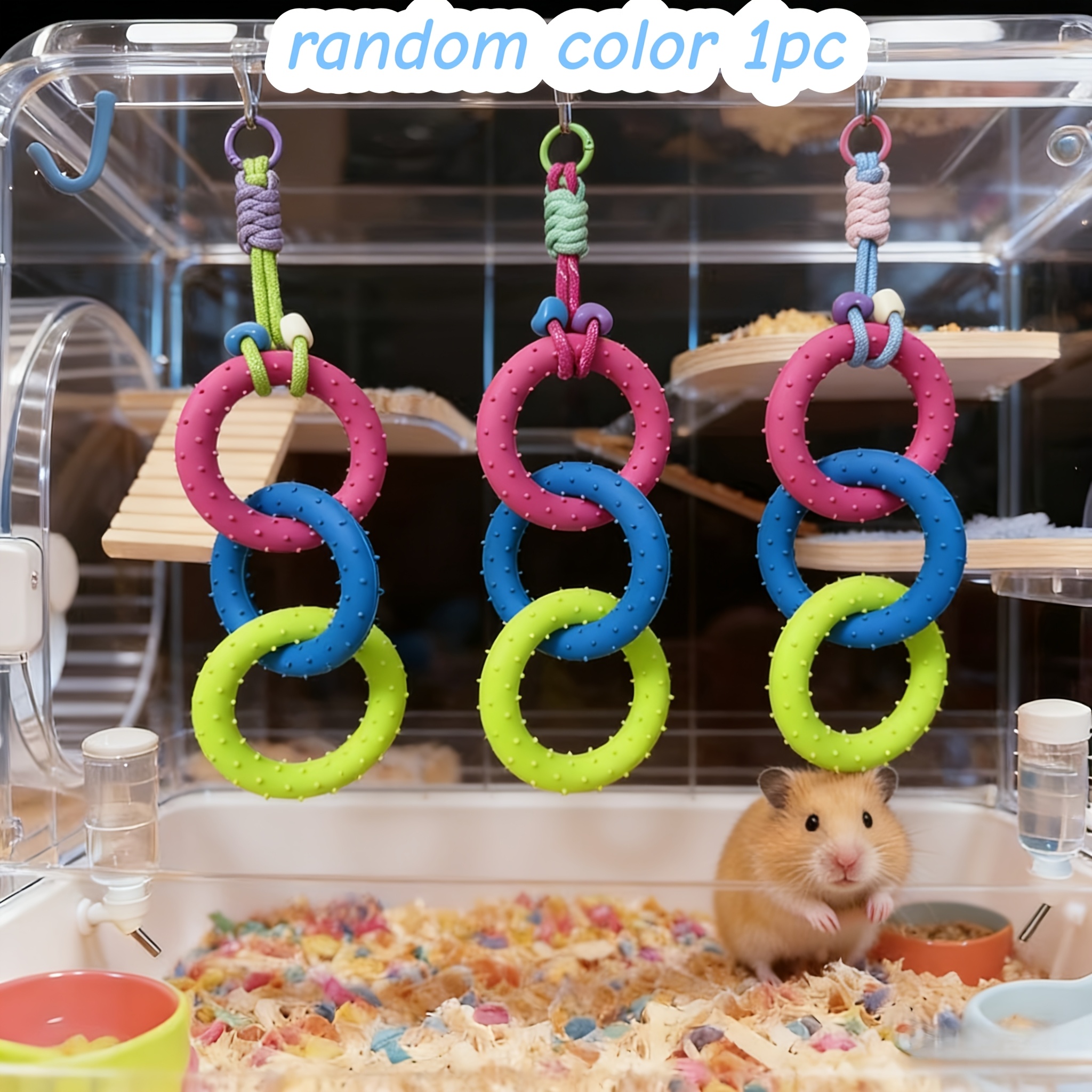 TEMU 1pc Sturdy And Durable Sports Hanging Hammock For Hamsters - Random Color - With Multicolor Heart-shaped Decoration And Colored Hanging Rope -