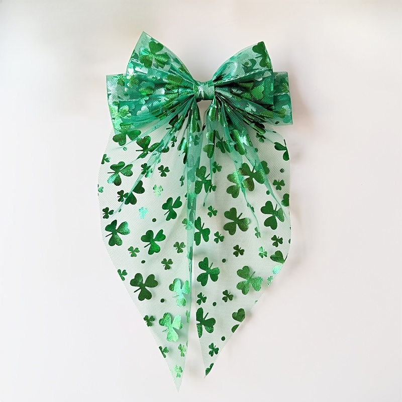 TEMU 1pc Women's Fashion Green Fabric Mesh Bow Spring Clip, Half-ponytail Hair Accessory Hairpin