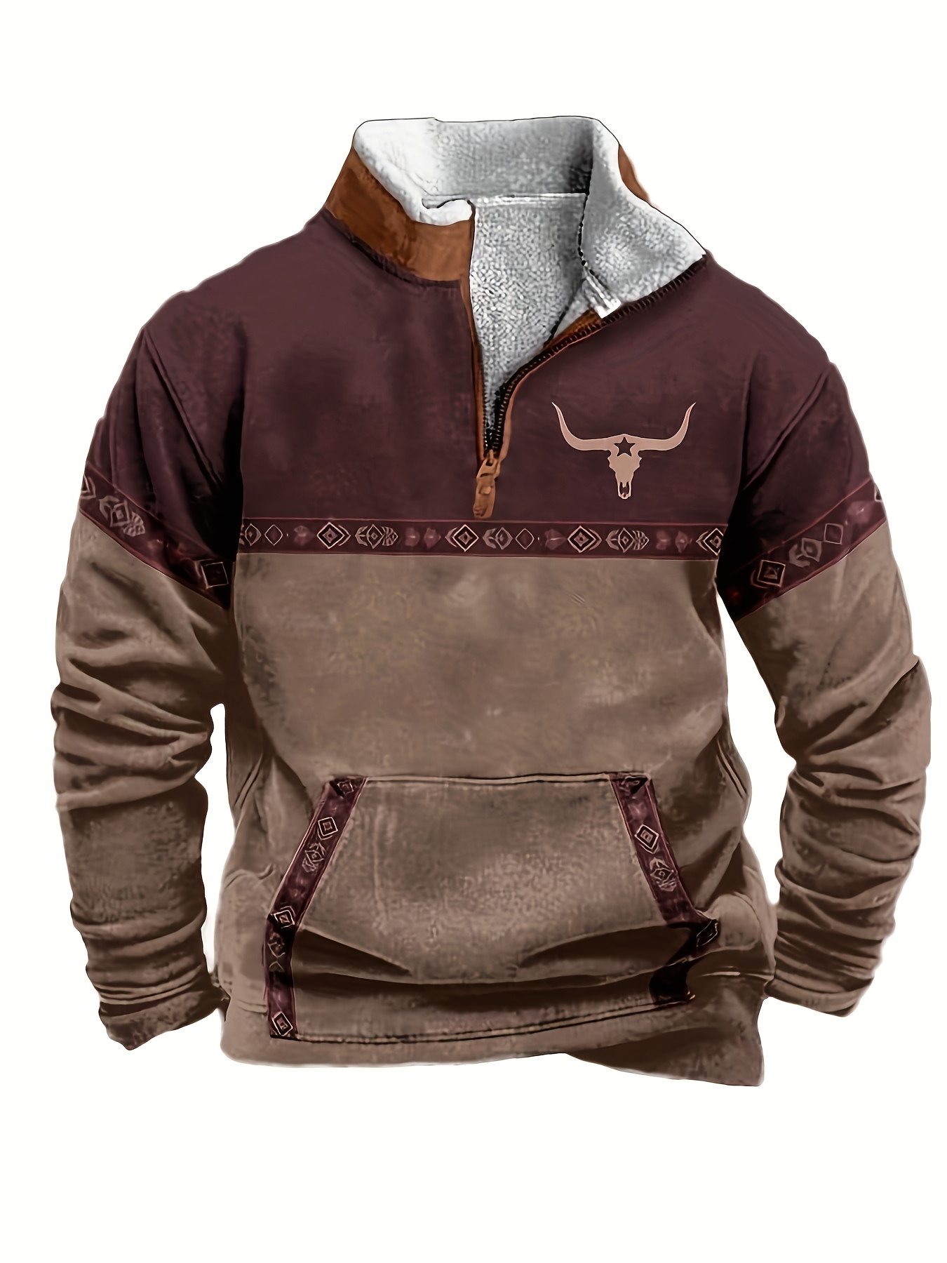 quarter zip fleece western fleece pullover mens