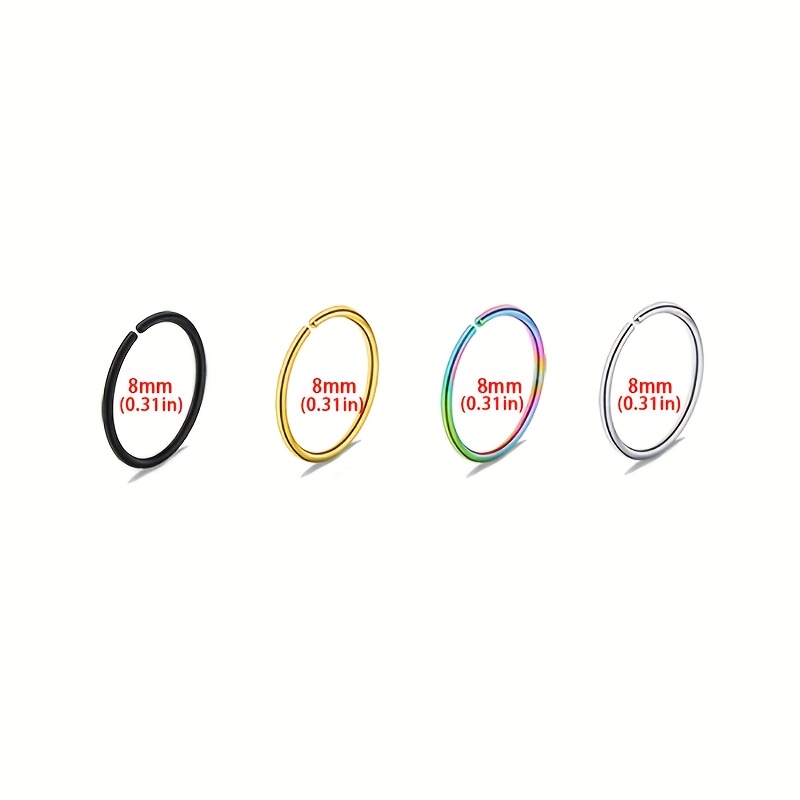 3-4pcs Stainless Steel Hoop Earrings & Nose Rings Set