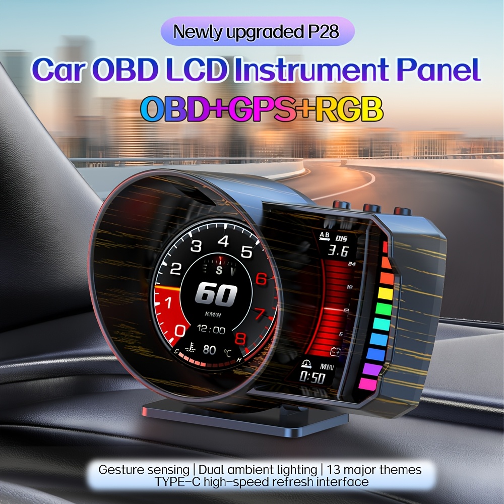photo de l'article affichage   pour voiture   obd   hud+gps ordinateur tachymètre affichage à écran hd   de bord de voiture système daffichage de vitesse modification daccessoires de voiture