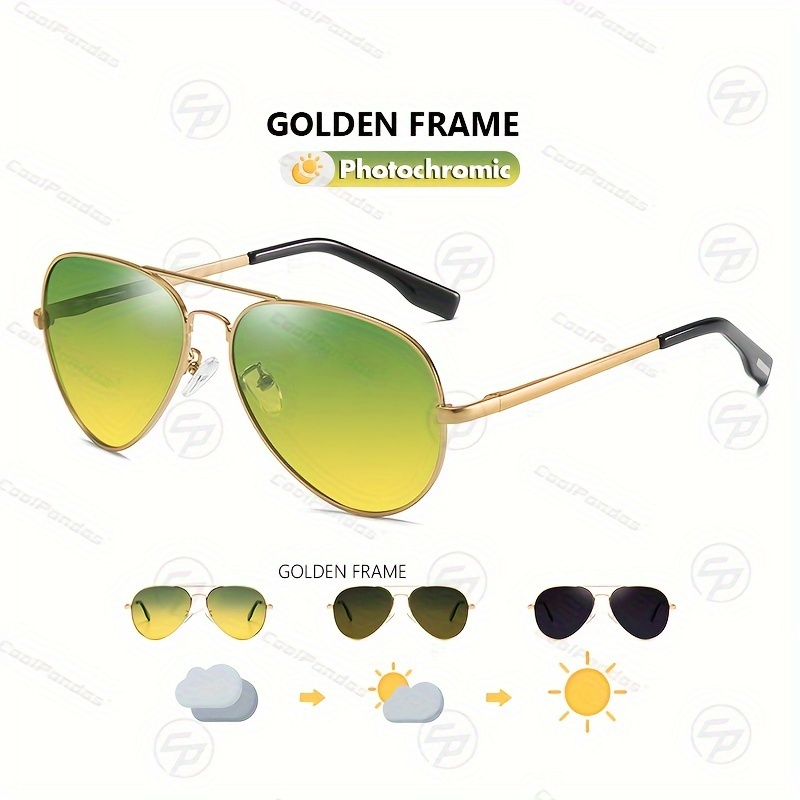 Image of Fashion Pilot Sunglasses Photochromic Day Night Driving Sunglasses, For Gifts