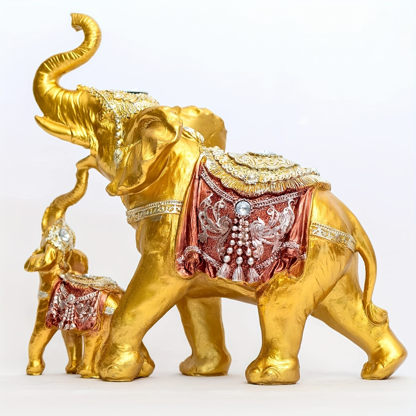 TEMU Mama And Baby Elephant Collectible Statue, Lucky Figurines Perfect For Home Decor Office Xmas Decorations
