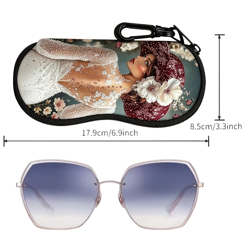 1pc Noble Lady Pattern Glasses Pouch, Soft Durable Storage Bag