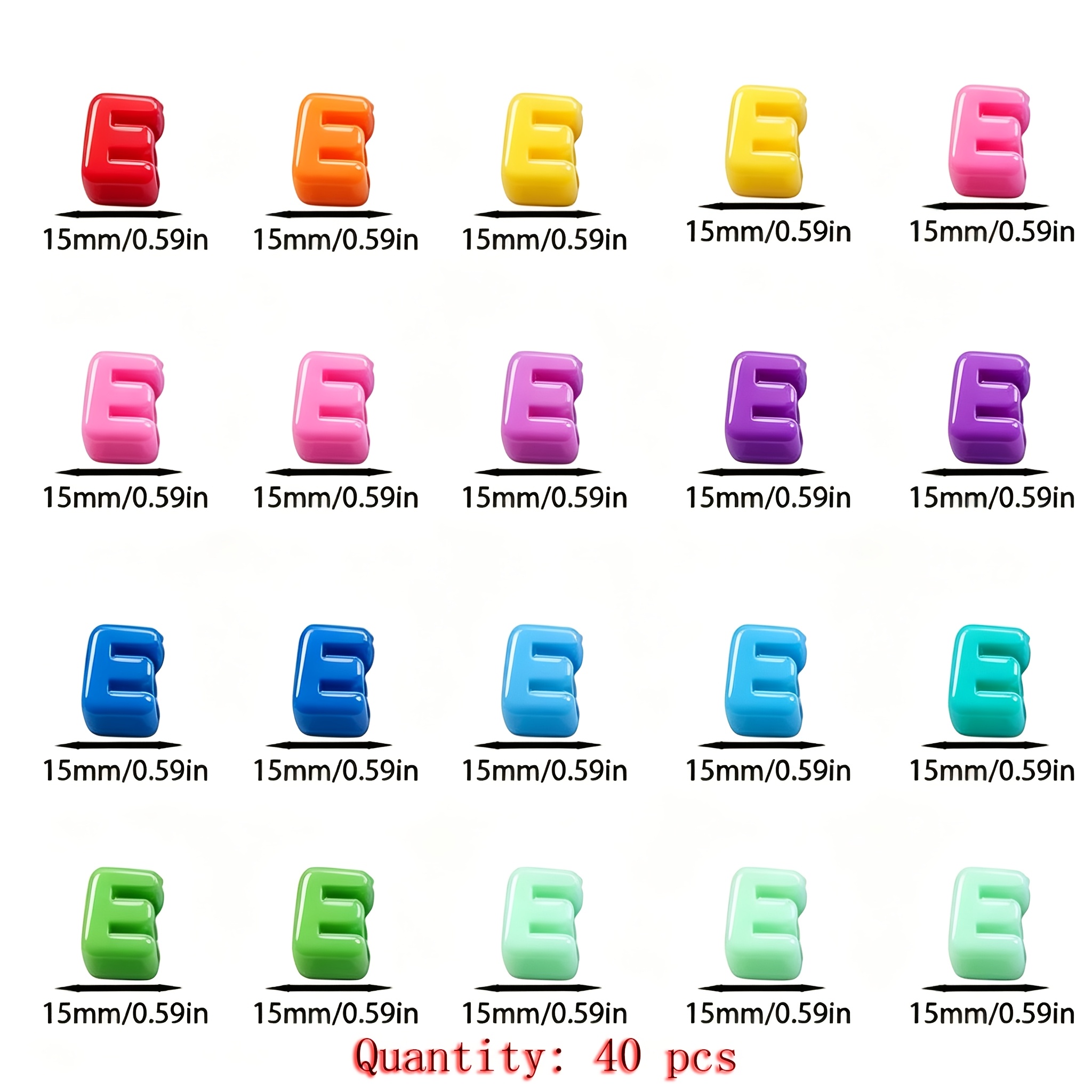 TEMU 40pcs Large Horizontal Hole Letter Beads - Random Colors - Jewelry Making Materials, Suitable For Diy Necklaces, Friendship Couple Bracelets,