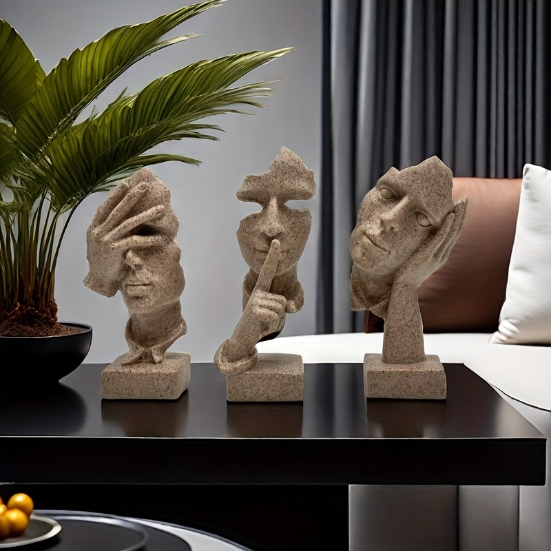 3pcs European handicraft decoration simple abstract character mask, office living room sculpture art decoration