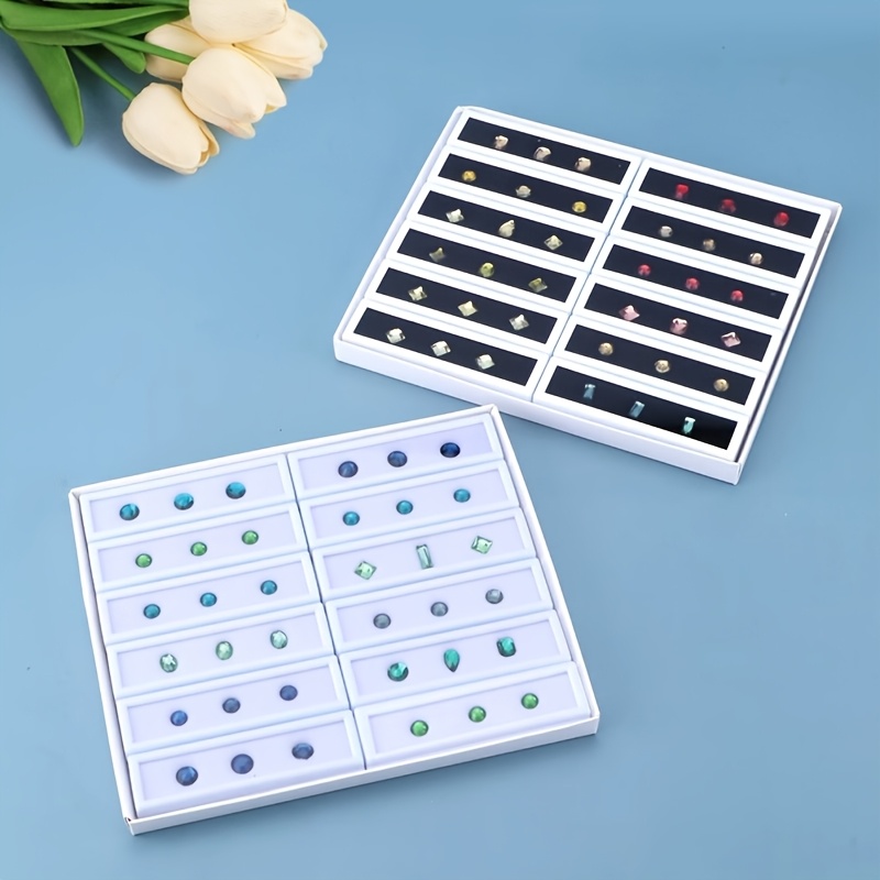 12pcs 2 7x10cm   display plastic box storage container for   stand organizer transparent acrylic cover and white foam suitable for gem jewelry accessories display Product details 0