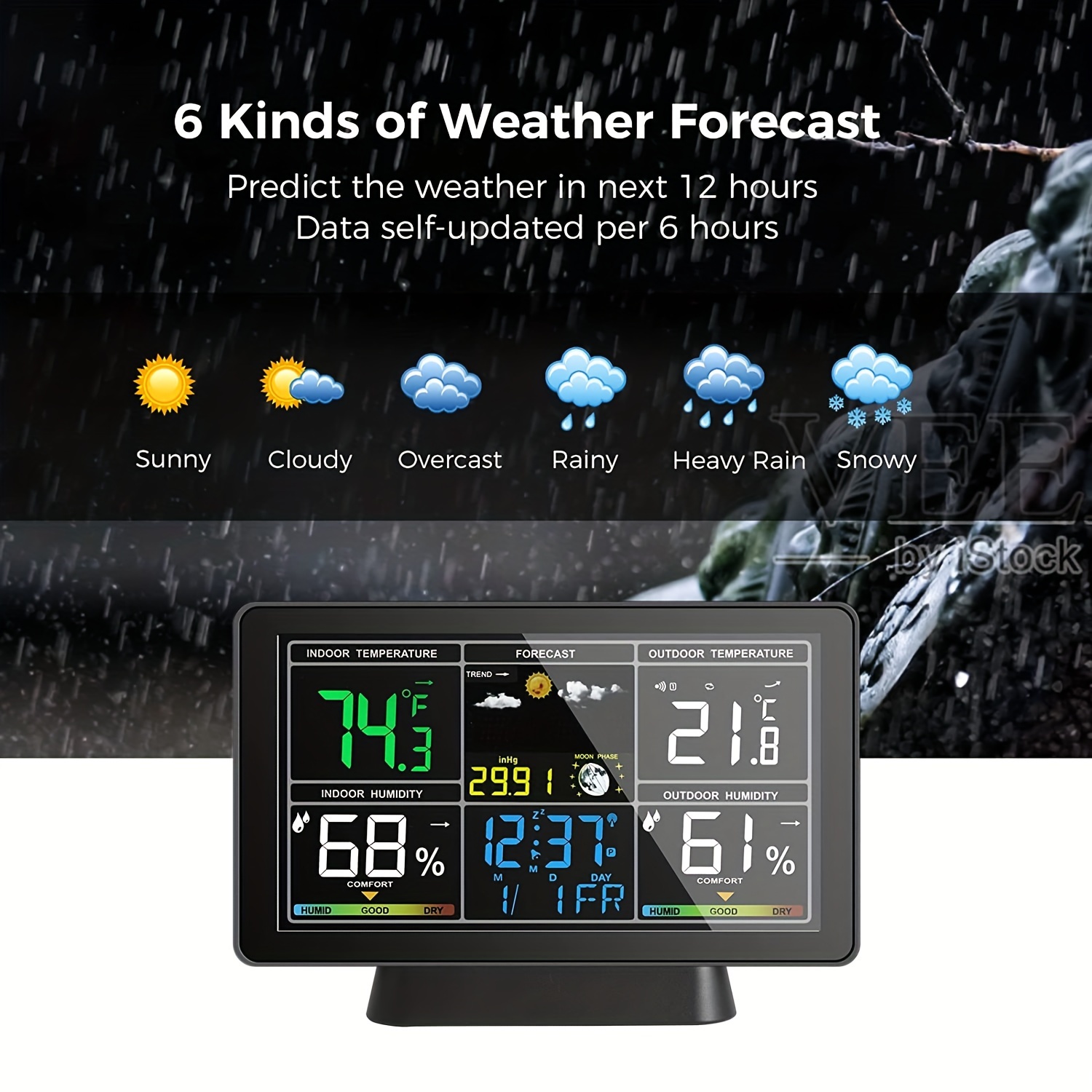 1pc Stazione Meteorologica Wireless Termometro Interno Esterno, Display A  Colori Touchscreen Barometro Sveglia Digitale Monitor Temperatura Umidità  Con Sensore Remoto, Avvisi, Fase Lunare, Alba E Tramonto - Temu Switzerland