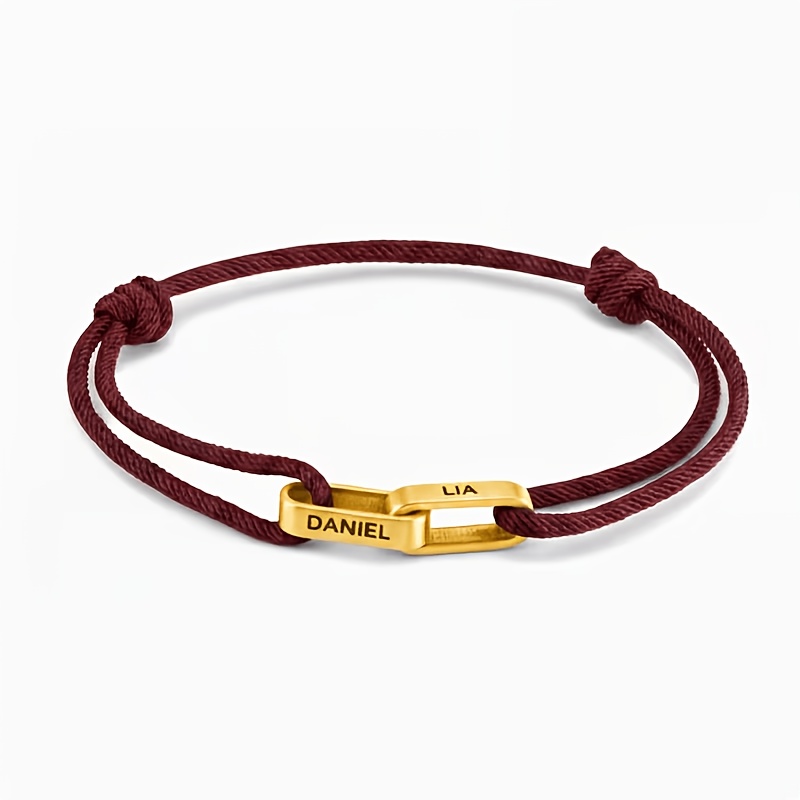 Custom Couple Name-Engraved Adjustable Knot Bracelet, Unisex Gift