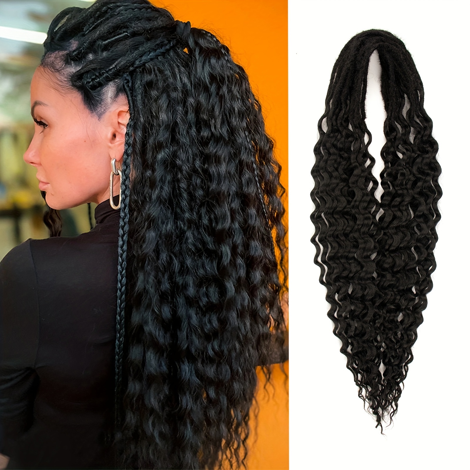 Image of 10 Strands Plenday 24" Wavy Dreadlock Extensions, Double Ended Synthetic Curls, Black To Honey Blonde Ombre, Low Temperature Fiber, Handmade For Women