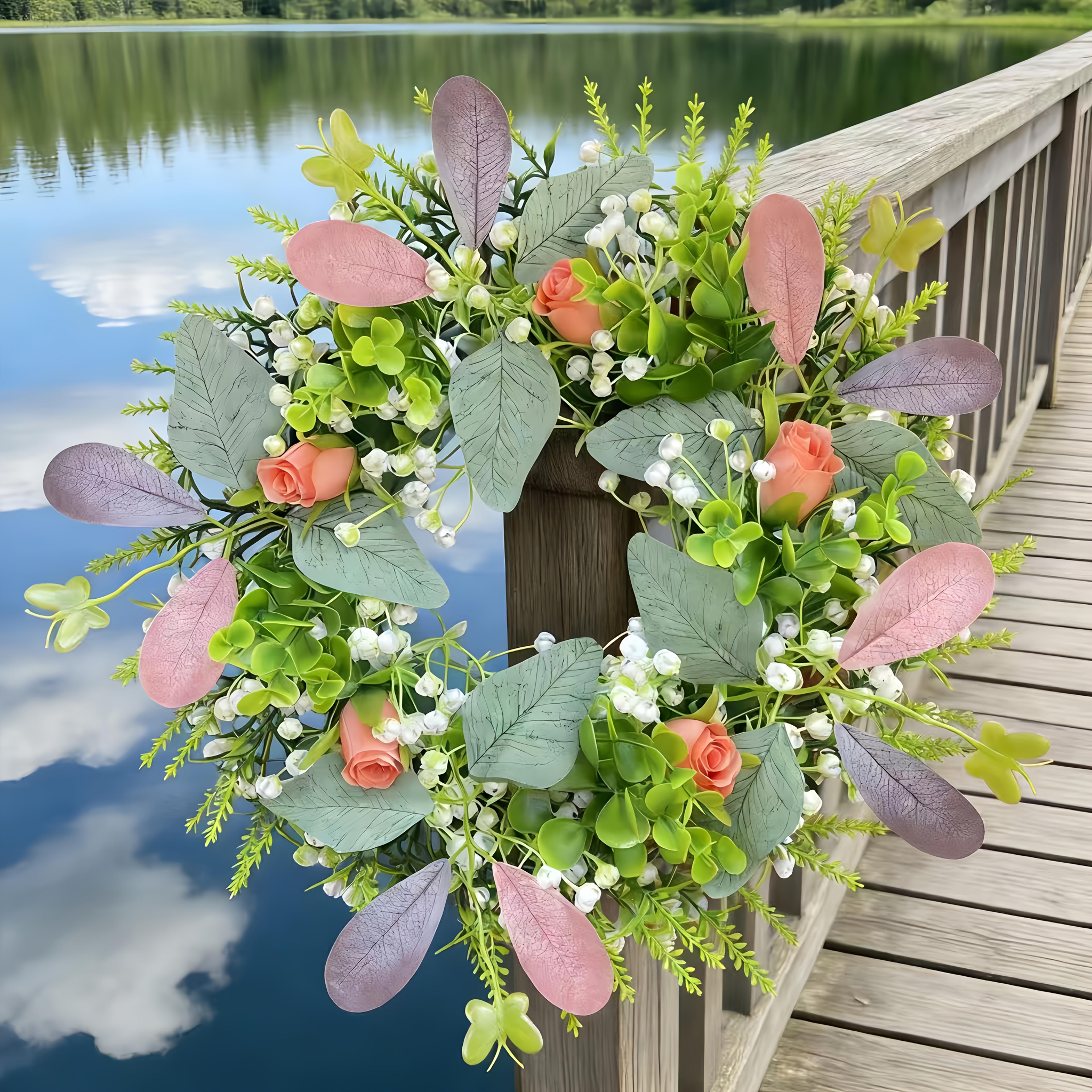 1 Stück * hochwertiger realistischer Tulpenkranz + hochwertige künstliche Schmetterlingskombination. * für Osterpartys, Hochzeitsfeiern, Geburtstagsfeiern verschiedene Feiertagsdekorationen. Farbecht