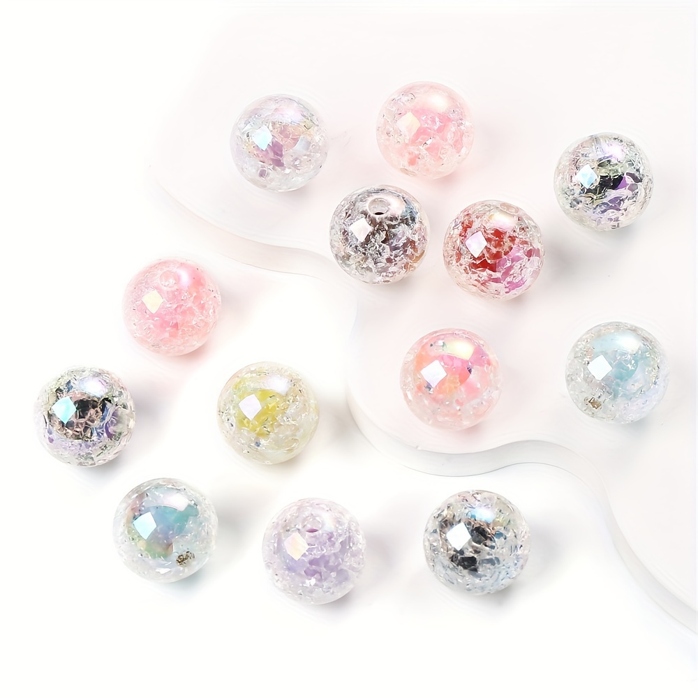 

10pcs 16mm Glitter Resin Loose Spacer Beads For Diy Phone Chains, , Beaded Pen Decors Necklace Jewelry Making Accessories