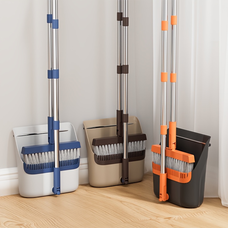 2 in 1 broom and dustpan set with long handle heavy duty stainless steel   for home     mall supermarket cleaning durable hard floor carpet cleaning supplies broom for home dorm room essentials   tool sturdy construction   janitorial staff       materials janitorial staff Product details 0